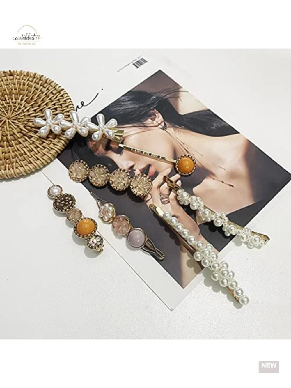 20 Pearl Hair Clips Acrylic Resin Barrettes Bobby Pins Metal Alloy Hair Styling